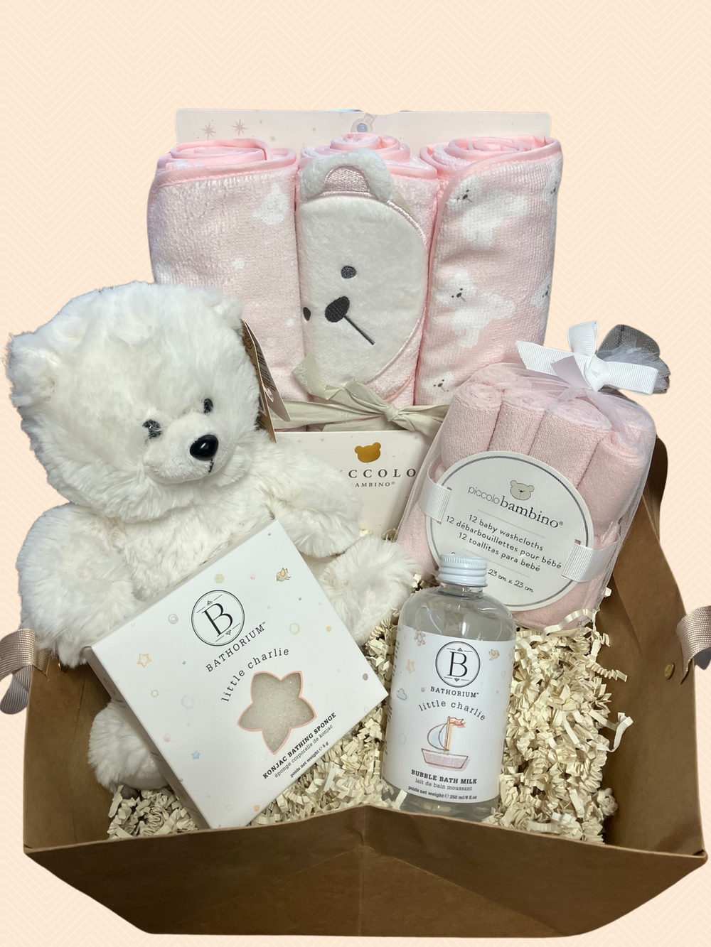 Pink Baby Bath Gift Basket